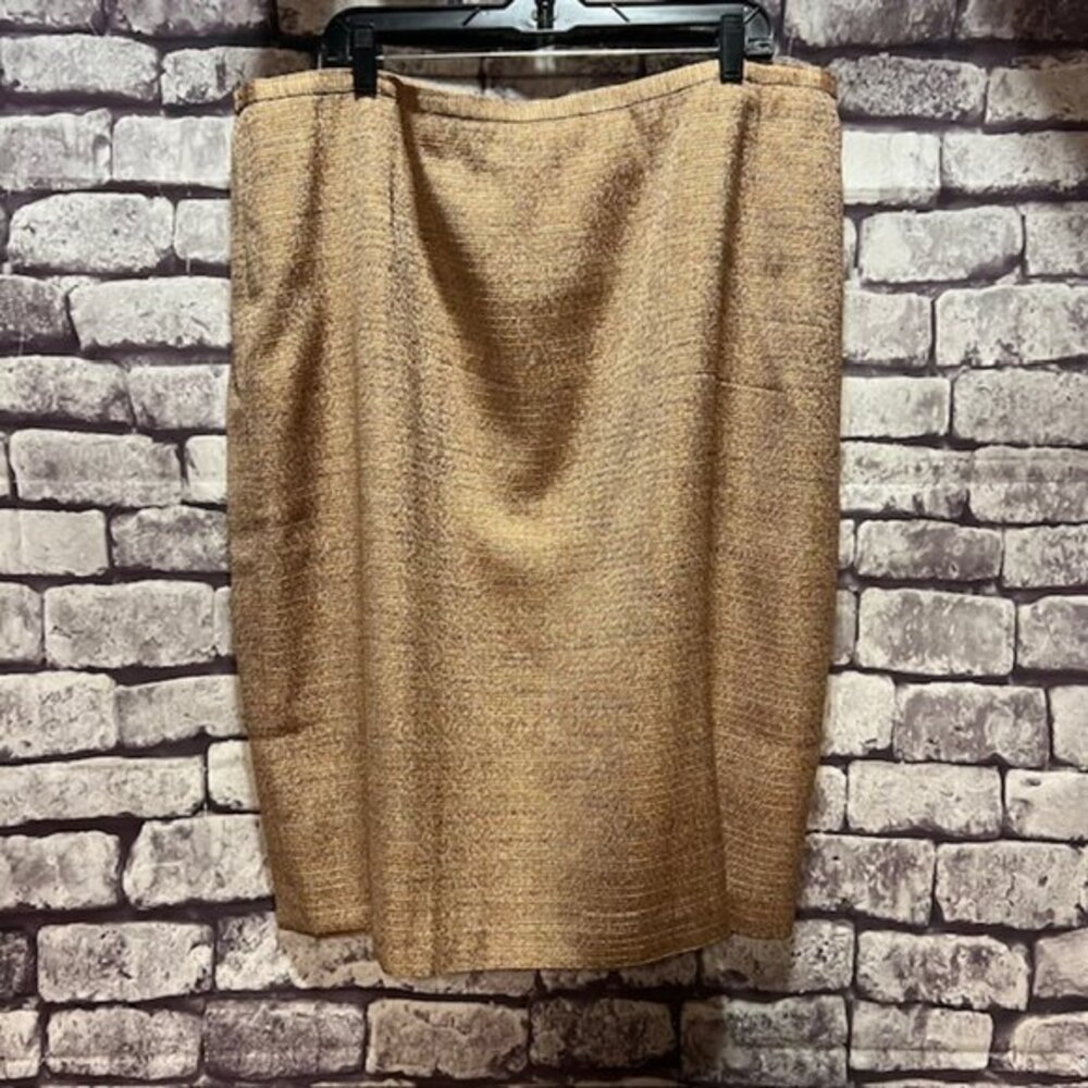 Linda Allard Ellen Tracy Beige & Gold A-Line Skirt Size 22